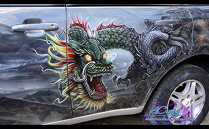 Аэрография на автомобиле Chery Tiggo. Китайский дракон. 