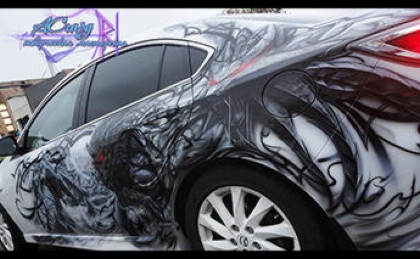 Аэрография на автомобиле Mazda 6. Волк оборотень. Вервольф. 