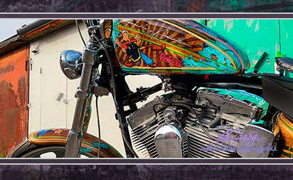 Аэрография на кастом мотоцикле Harley Davidson. Popeye.