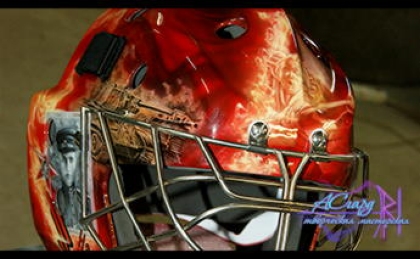 Аэрография на хоккейном шлеме Bauer. Родина - мать.