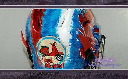 Аэрография на хоккейный шлем игрока Bauer. Red moped.  