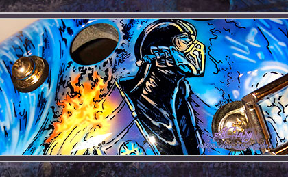 Аэрография на хоккейный вратарский шлем Covеted A5 Junior. Mortal Kombat. 
