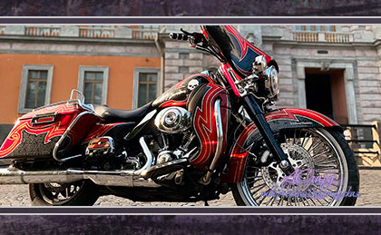 Аэрография на мотоцикле Harley Davidson Electra Glide. Geksagon.