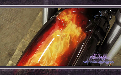 Аэрография на мотоцикле Harley-Davidson. Феникс. Огненная стихия. 