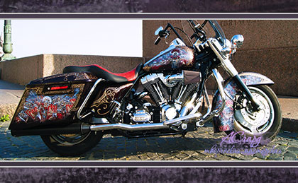 Аэрография на мотоцикле Harley Davidson Road King. Центурион. 