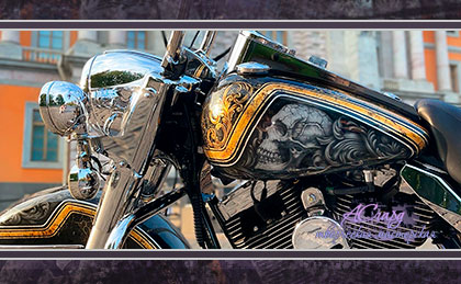 Аэрография на мотоцикле Harley Davidson Road King. Mister Gray.