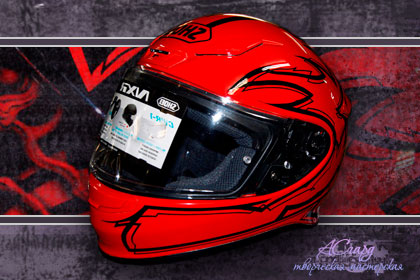 Аэрография на шлем SHOEI NXR Isomorph TC-1. Красный череп. 