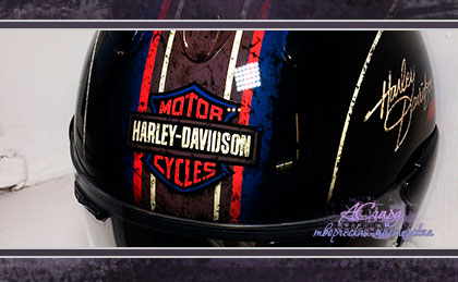 Аэрография на шлеме Arai SZ RAM4 Black. Harley - Davidson. 
