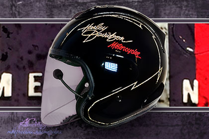 Аэрография на шлем Arai SZ RAM4 Black. Harley - Davidson. 