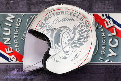 Аэрография на шлем Arai SZ RAM4 White. Harley - Davidson. 