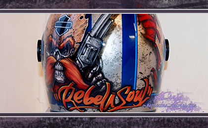 Аэрография на шлеме Bell Bullit. Сowboy HOG Harley - Davidson. 