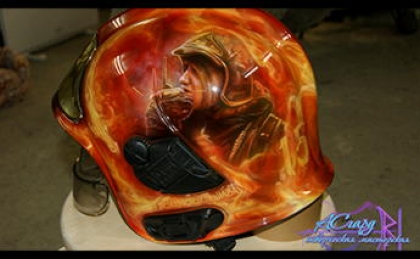 Аэрография на пожарном шлеме MSA Gallet. Стихия огня. 