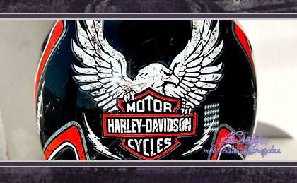 Аэрография на шлеме Shoei j cruise. Harley Davidson Black. 