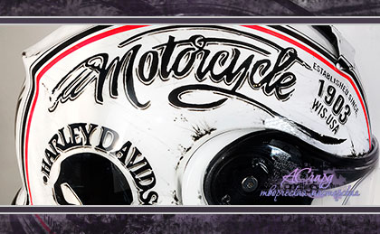 Аэрография на шлеме Shoei Neotec. Harley-Davidson. 