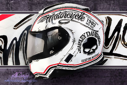 Аэрография на шлем Shoei Neotec. Harley-Davidson. 