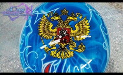 Аэрография на шлеме Uvex для Сборной Федерации Санного спорта России. 