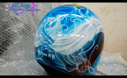 Аэрография на шлеме Uvex для Сборной Федерации Санного спорта России. 