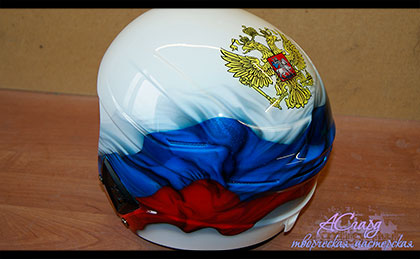 Аэрография на шлеме Uvex. Флаг России.