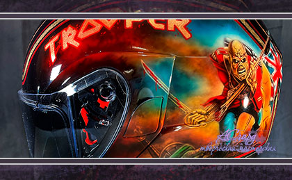 Аэрография на шлеме Zoan Optimus. Iron Maiden Trooper. 